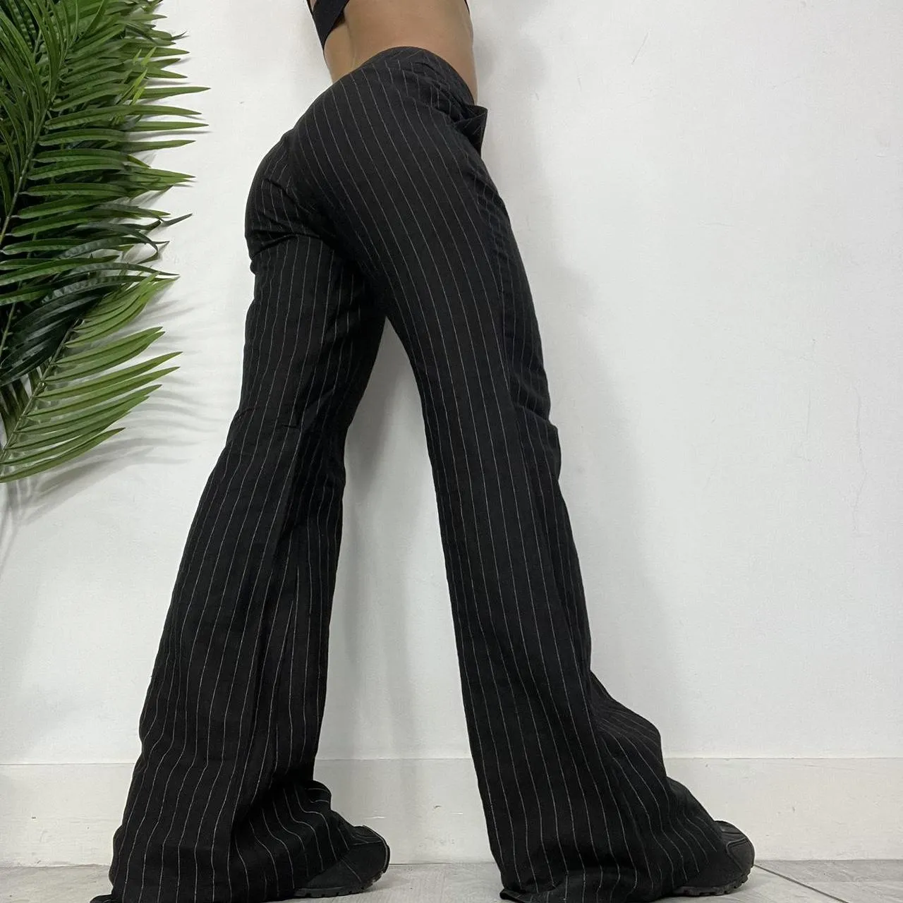 90s Linen Pinstripe Suit Pants