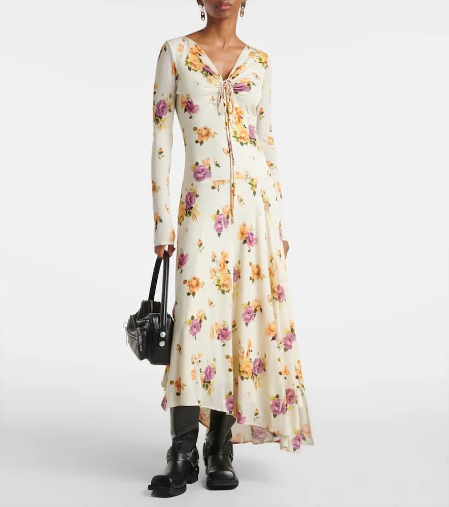 Acne Studios Edna floral asymmetric midi dress