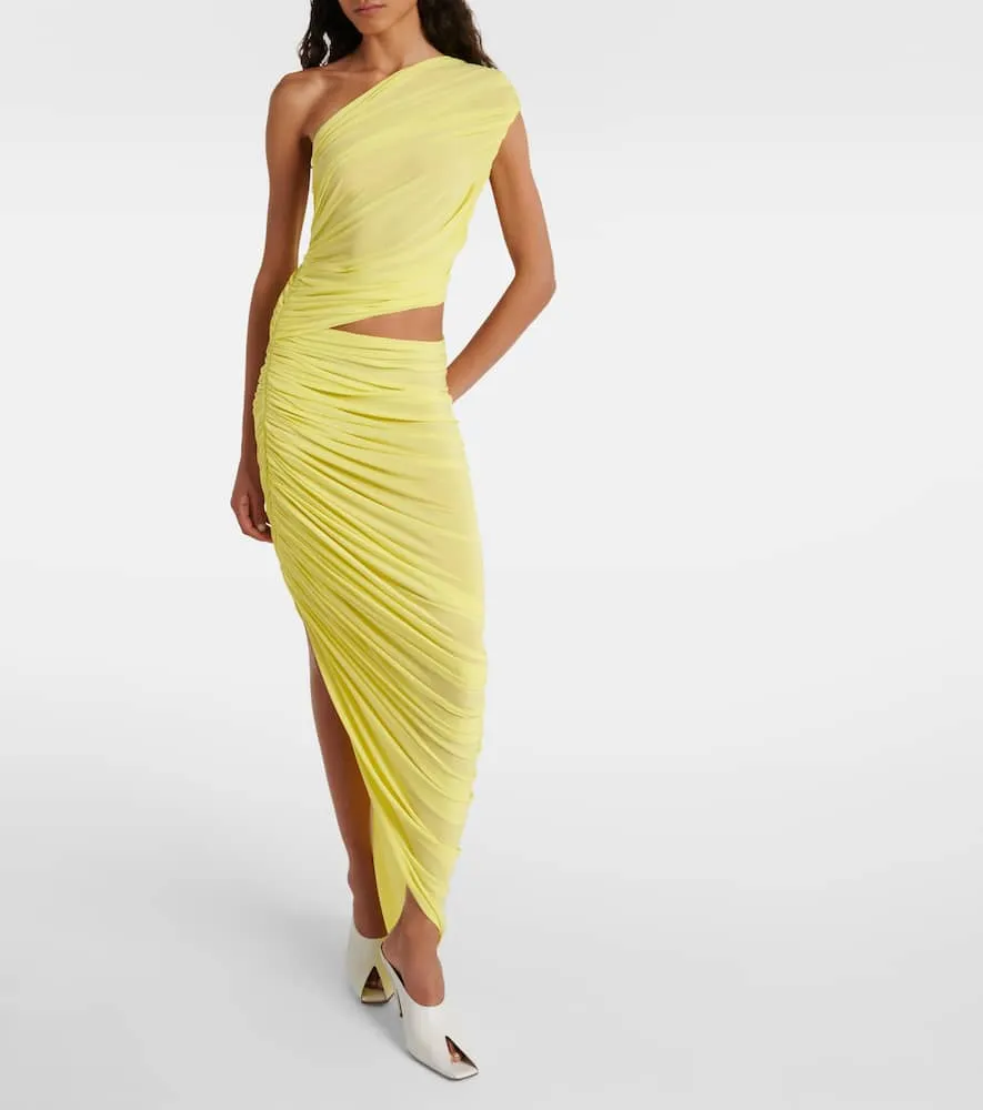 Alaia Ruched cutout jersey gown