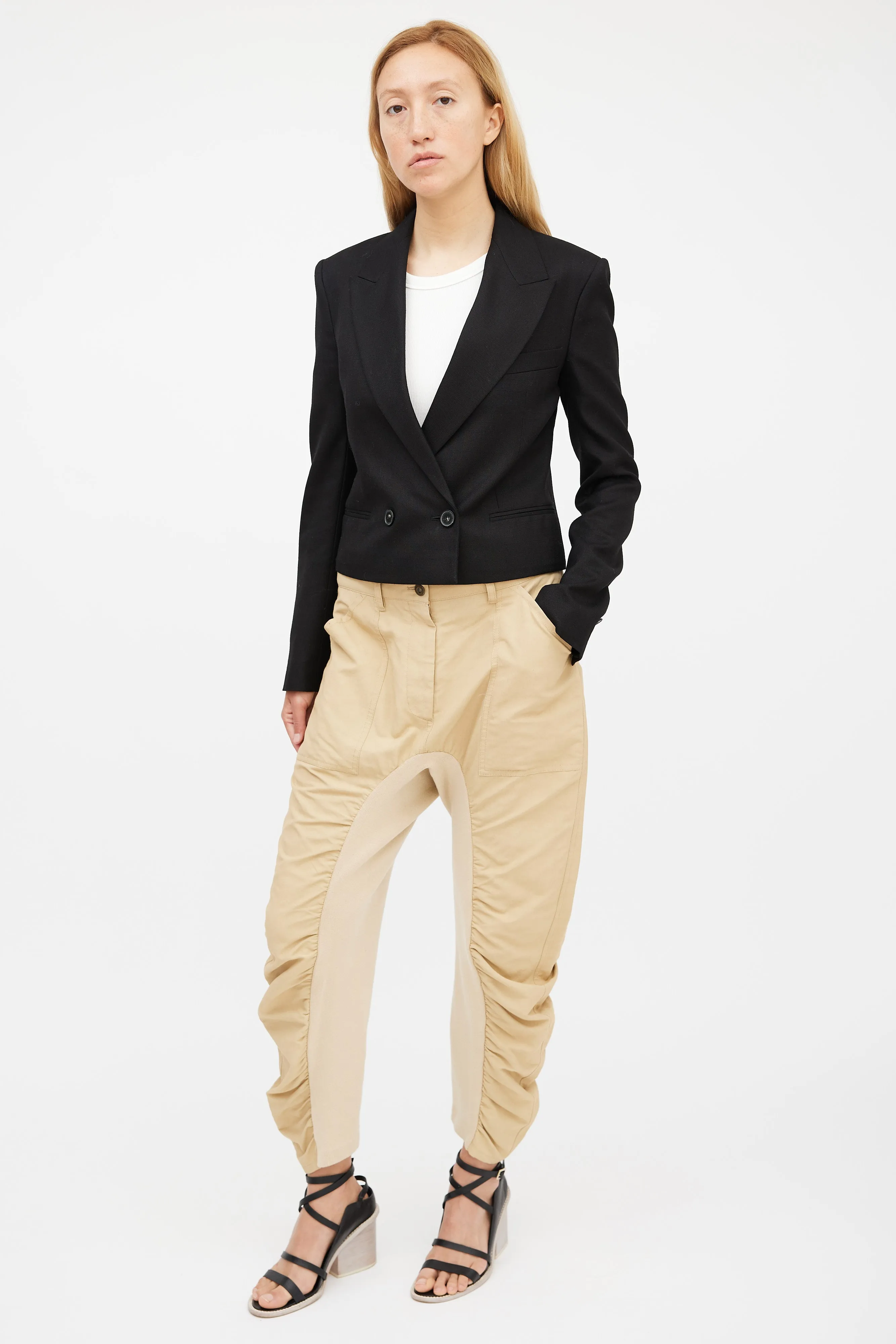 Beige Drop Seat Trouser