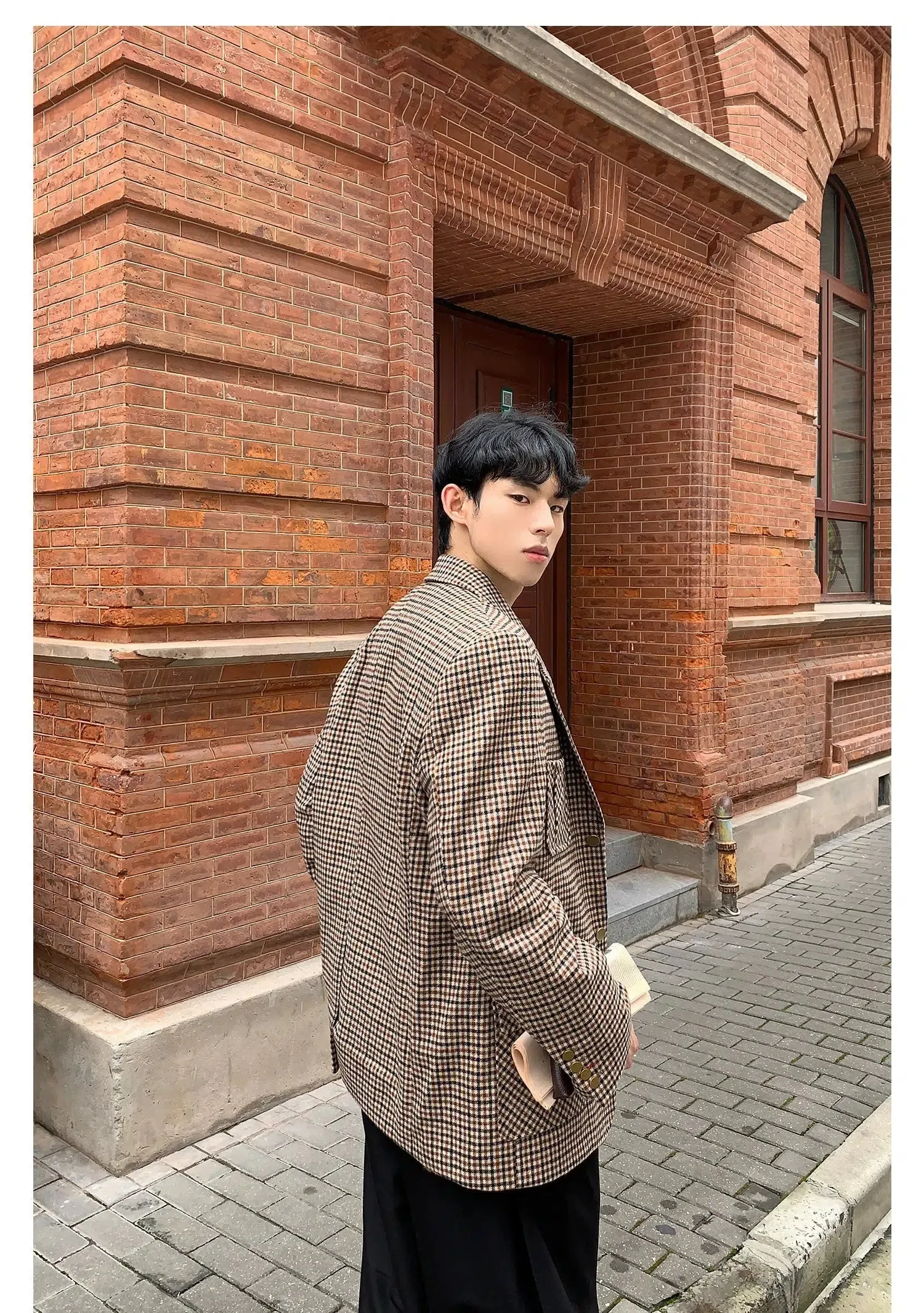 Classic Houndstooth Patterned Jacket