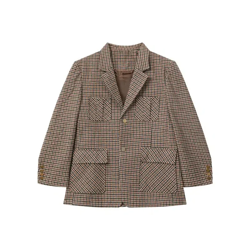 Classic Houndstooth Patterned Jacket