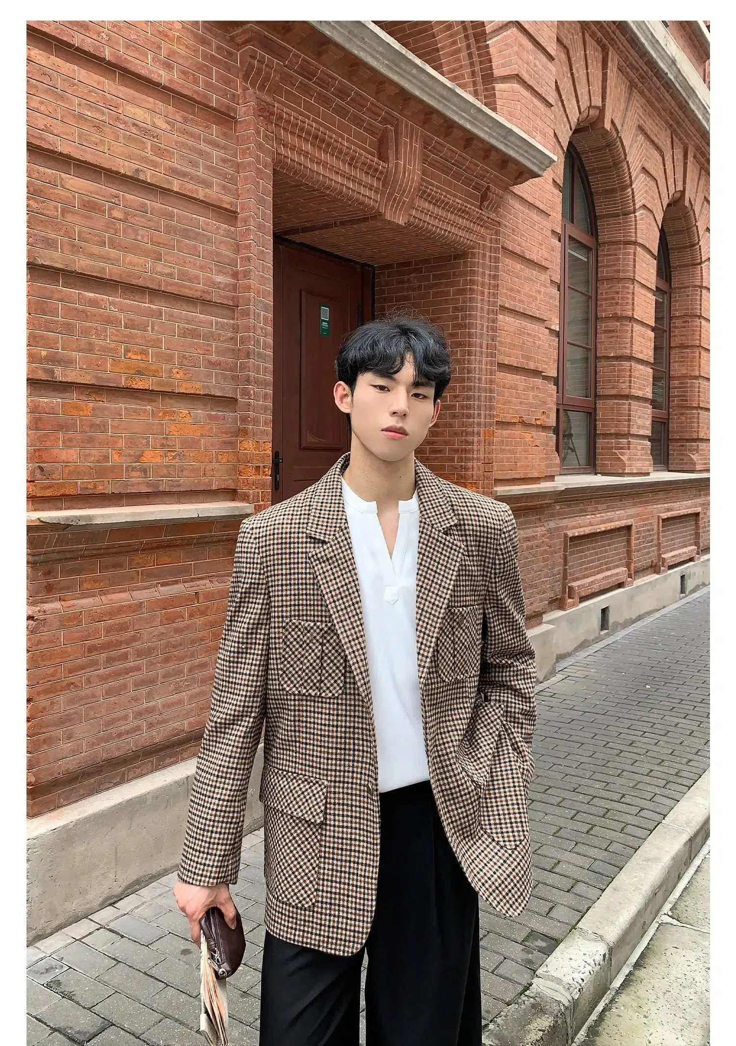 Classic Houndstooth Patterned Jacket