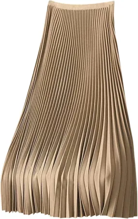 DDAPJ pyju Women's Pleated Maxi Skirt Satin Metallic Accordion Skirts Plus Size Casual High Waist Flowy A-Line Long Skirt