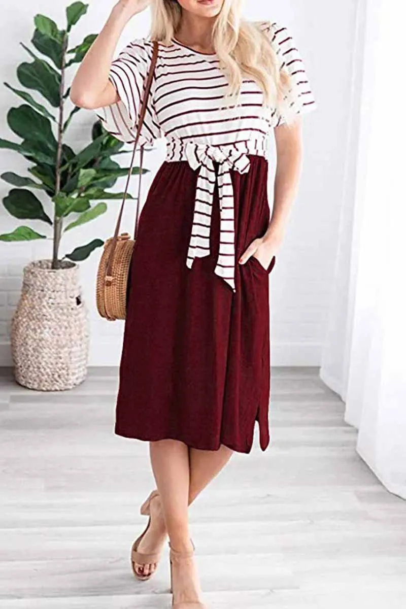 Dunnmall O Neck False two-piece Knee Length Dress