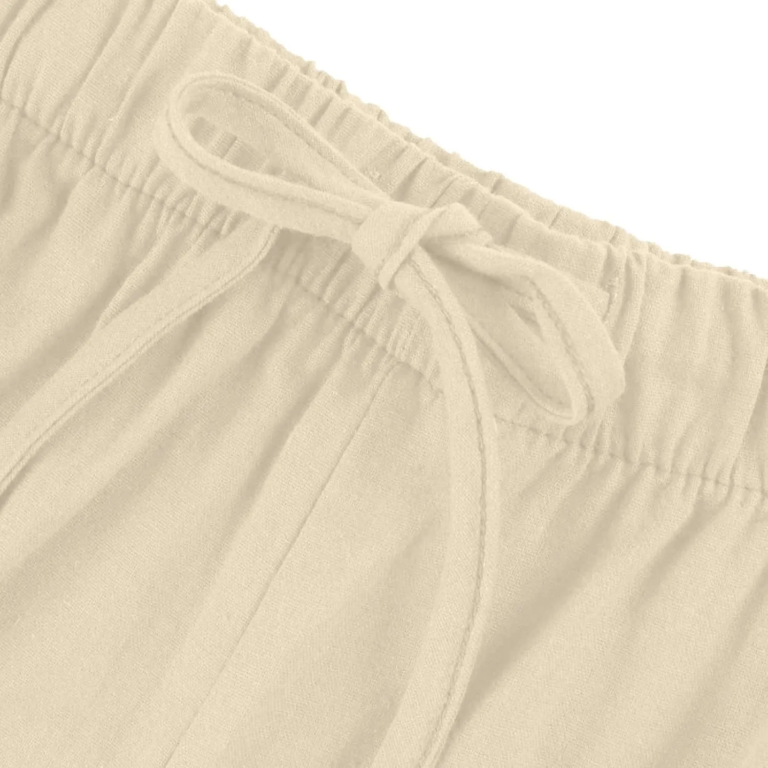 fanmpghleoo Wide Leg Palazzo Pants for Women Casual Drawstring Linen Pants Summer High Waisted Linen Trousers with Pockets