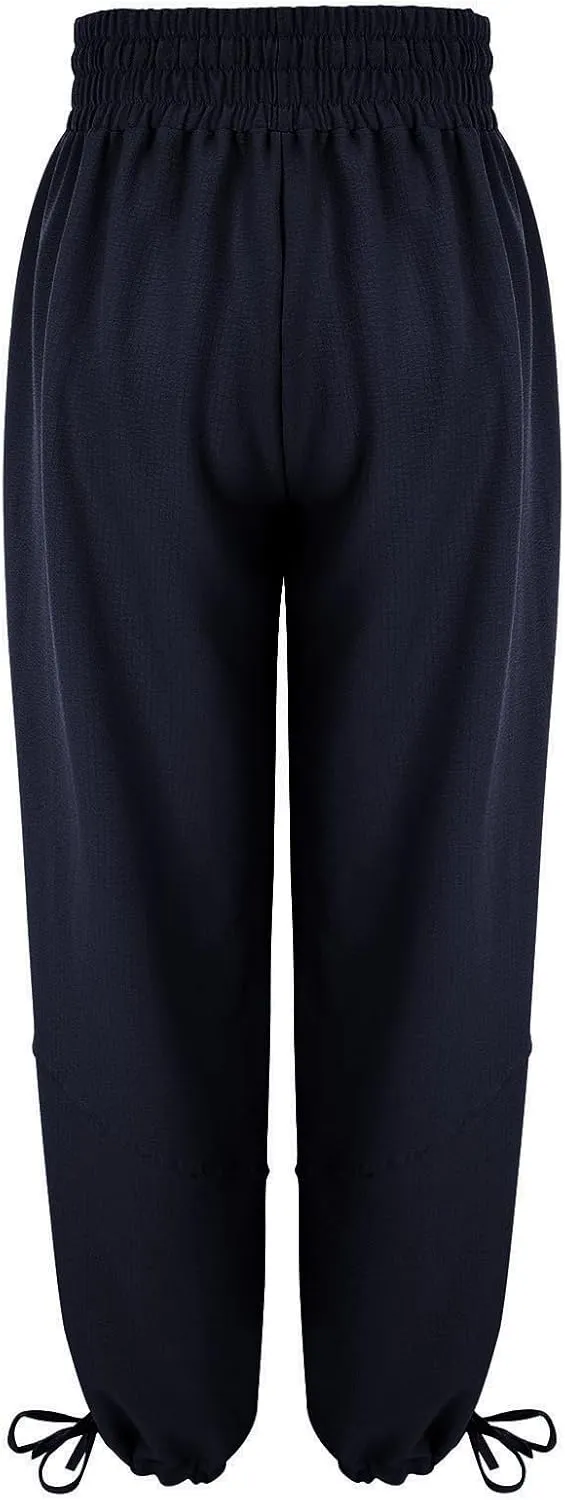 GIERIDUC Womens Casual Loose Fit Wide LegSummer Beach Drawstring Y2K Trendy Baggy Pants Trousers with Pockets