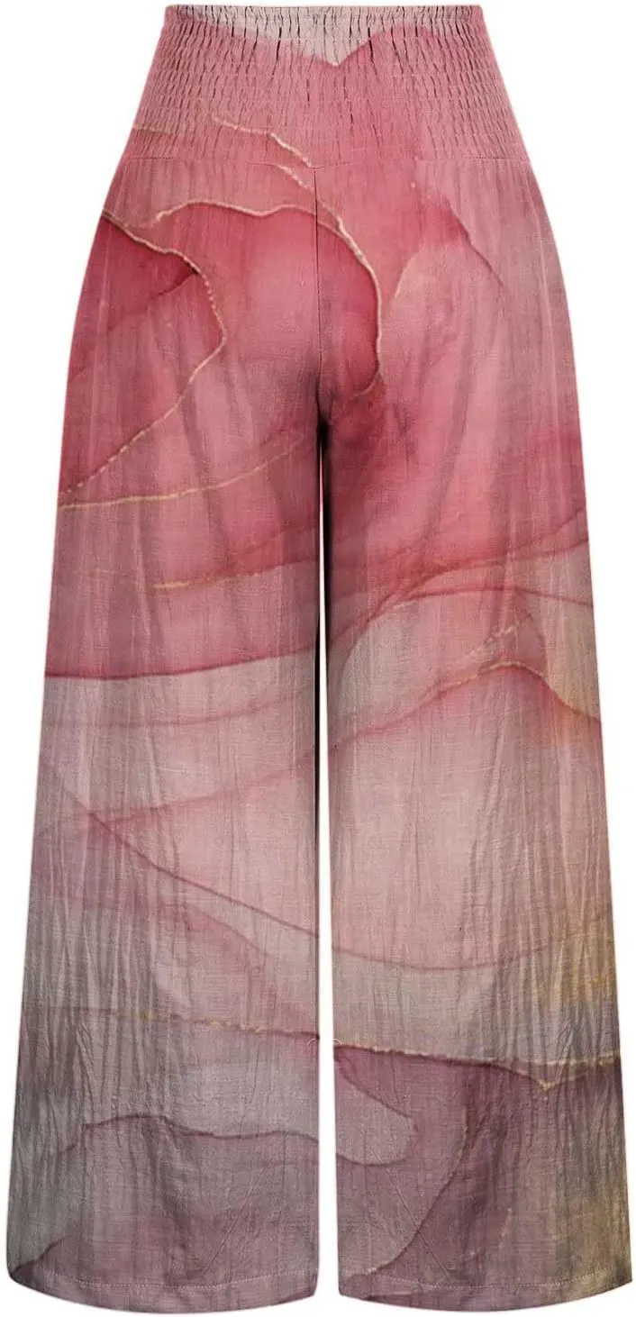 High Cut Flare Wide Leg Trousers Pants for Women Summer Fall Linen Loose Fit Trousers Pants Women 2025
