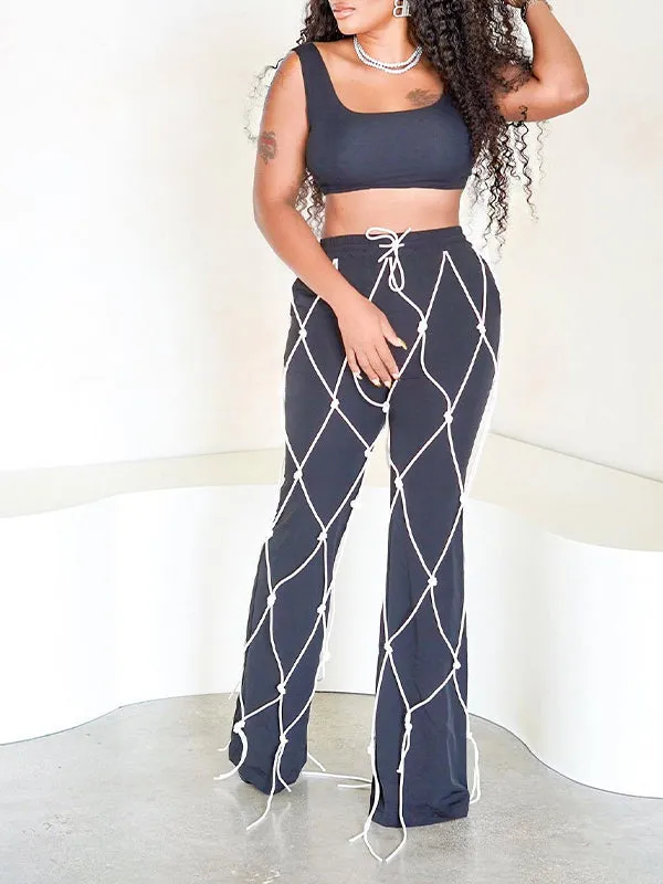 Lace-Up Flared Pants