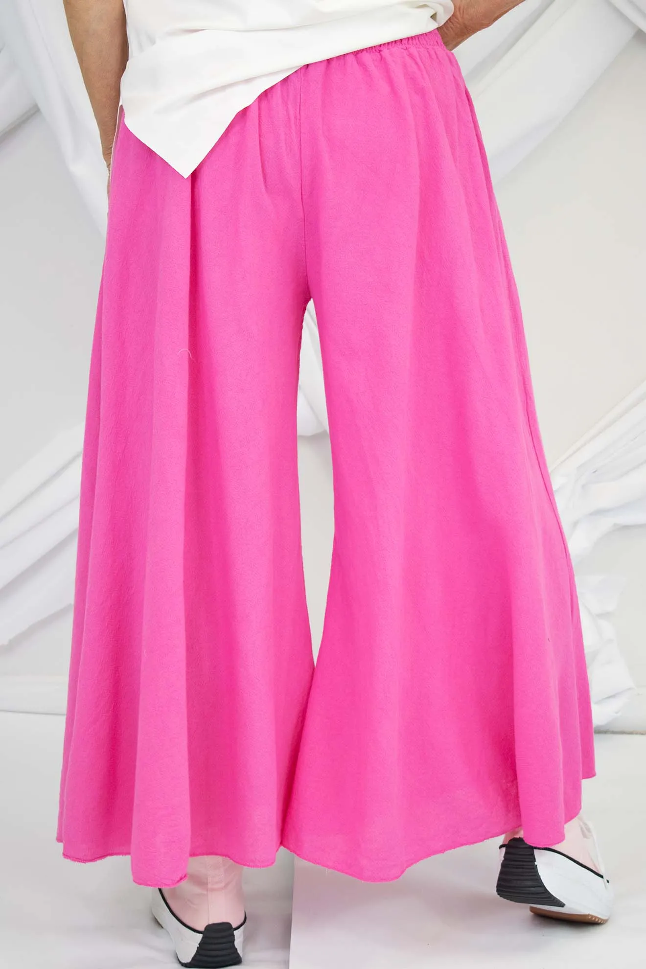 Linen Style Wide Leg Palazzo Trouser in Fuchsia