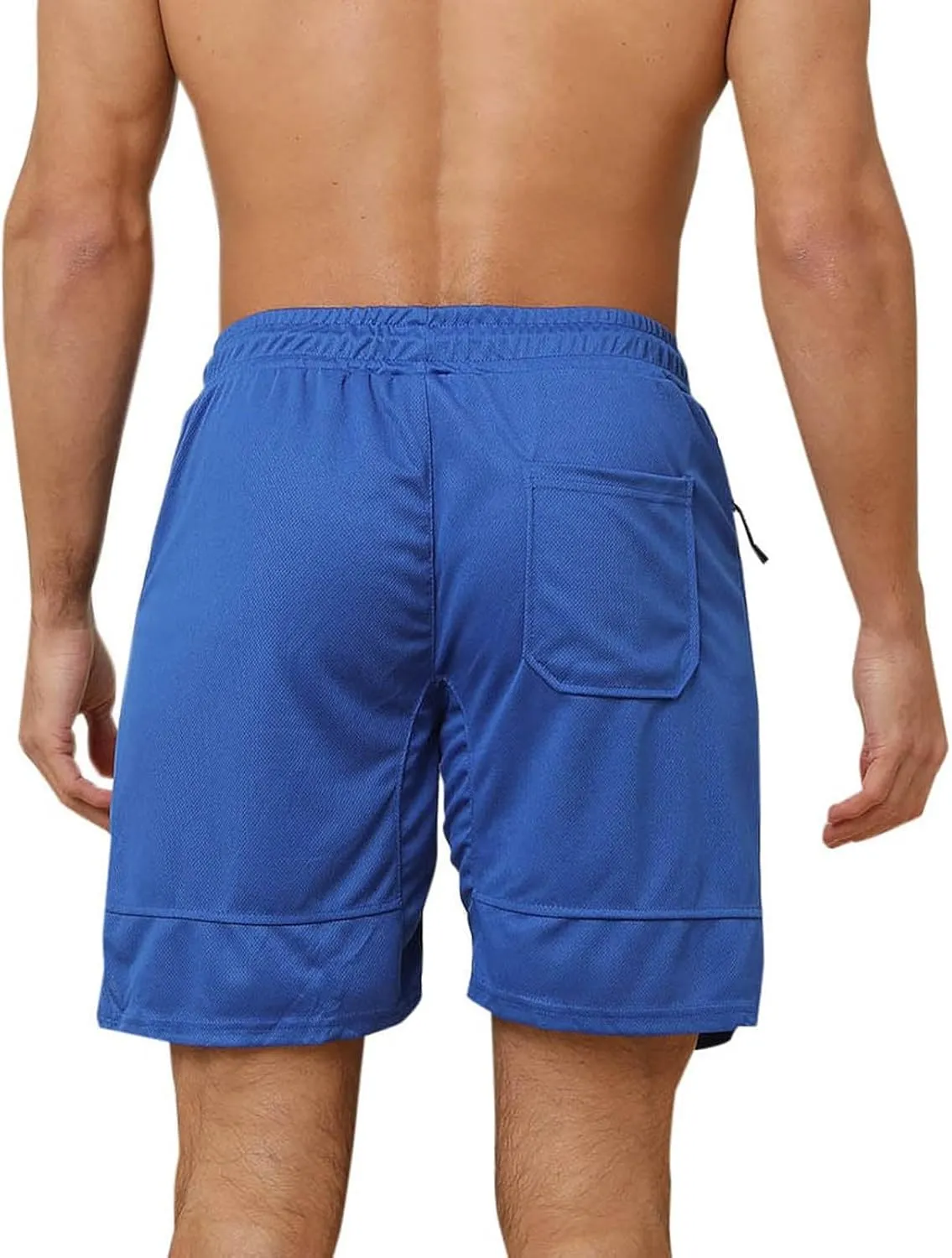 Men's Athletic Shorts Solid Color Loose Lounge Summer Short Pants Drawstring Elastic Waist Shorts with Zip Pockets