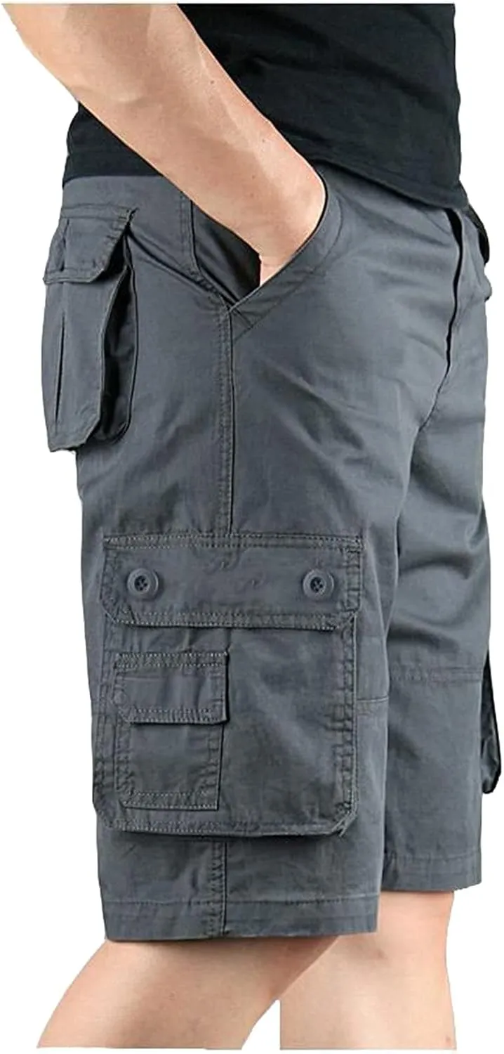 Mens Cargo Shorts Cotton Work Shorts with Multi Pocket Casual Workout Shorts Outdoor Hiking Fishing Tactical Shorts