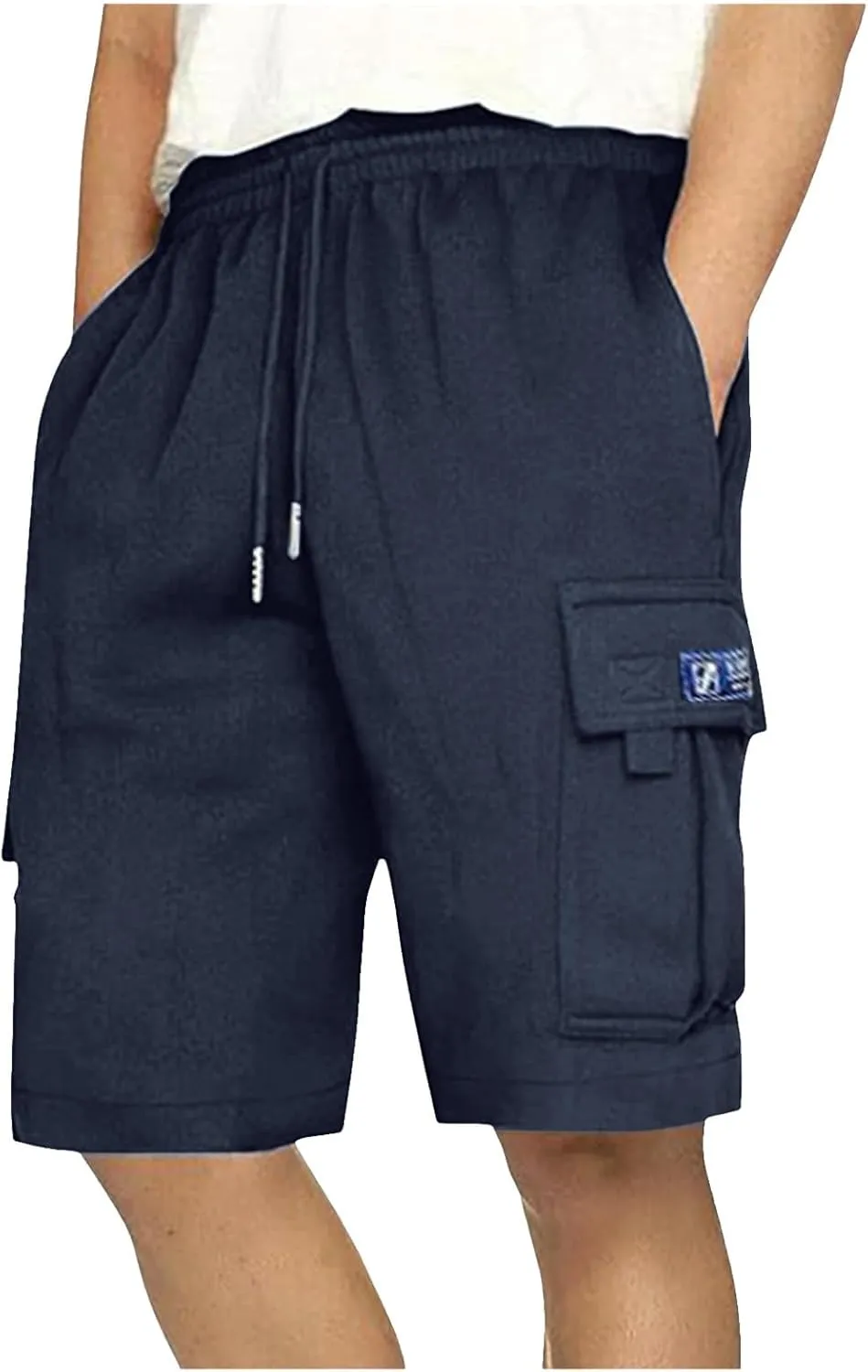 Mens Denim Shorts Men's Cargo Shorts Elastic Waist Tactical Shorts Relaxed Fit Workout Gym Jogger Outdoor Shorts with Multi-Pocket Graphic Print