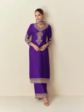 Royal Purple Chinnon Silk Palazzo Set