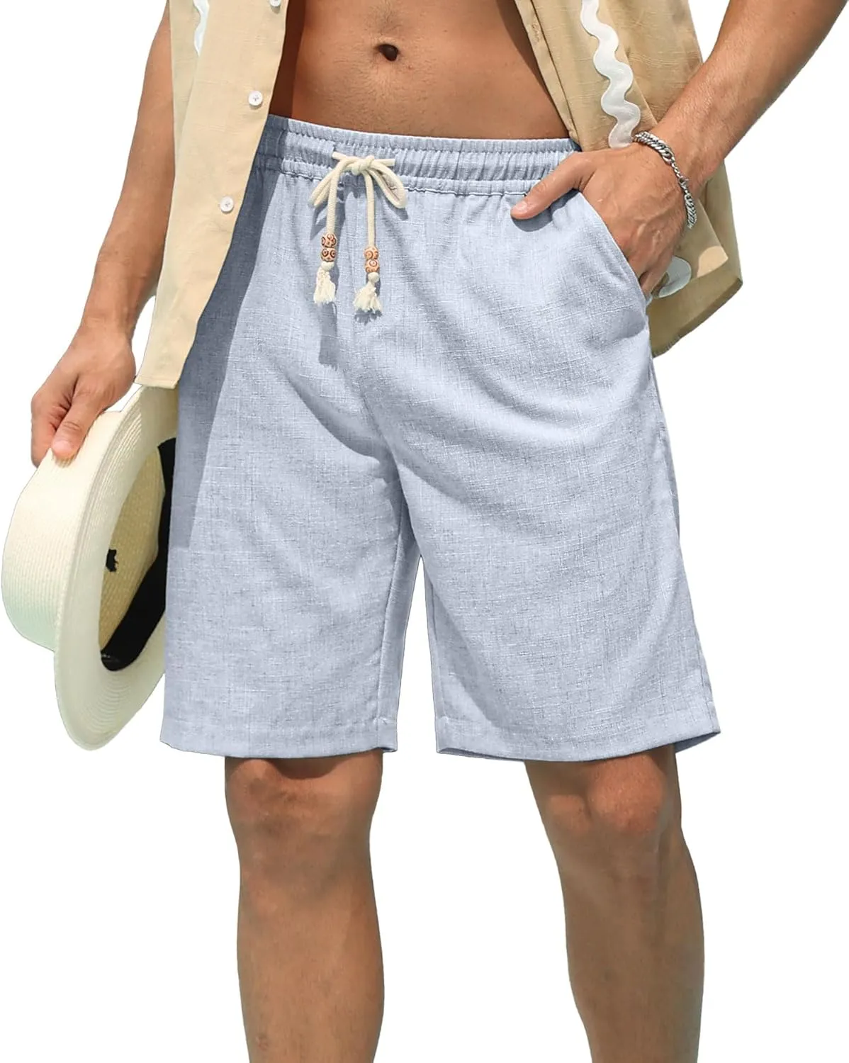 Sailwind Mens Linen Shorts Casual Drawstring Summer Beach Shorts
