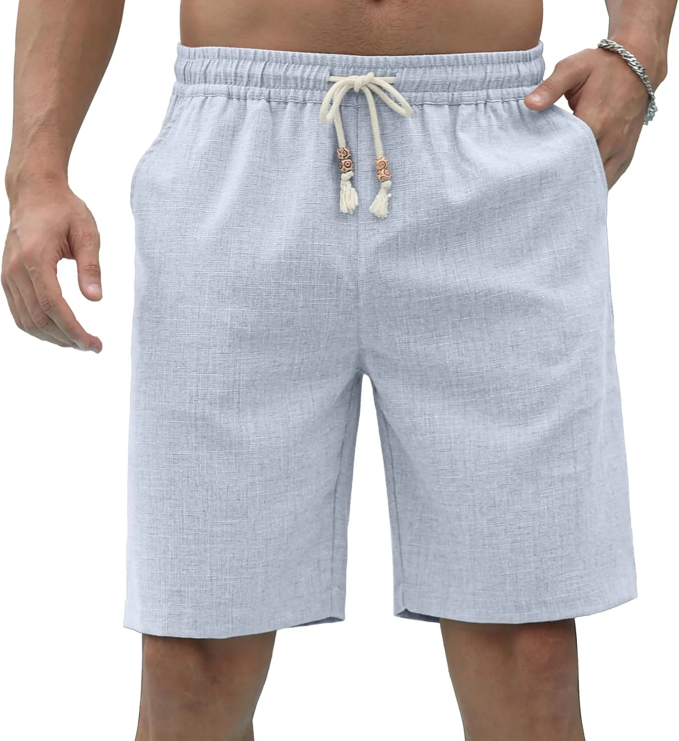 Sailwind Mens Linen Shorts Casual Drawstring Summer Beach Shorts