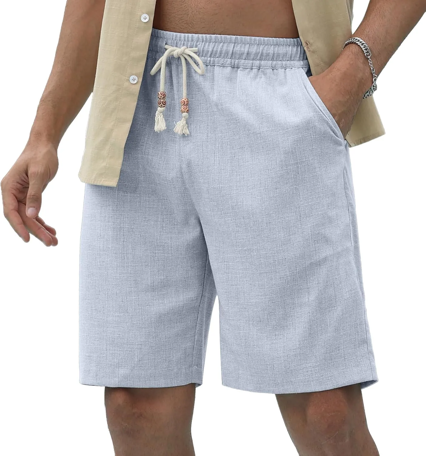 Sailwind Mens Linen Shorts Casual Drawstring Summer Beach Shorts