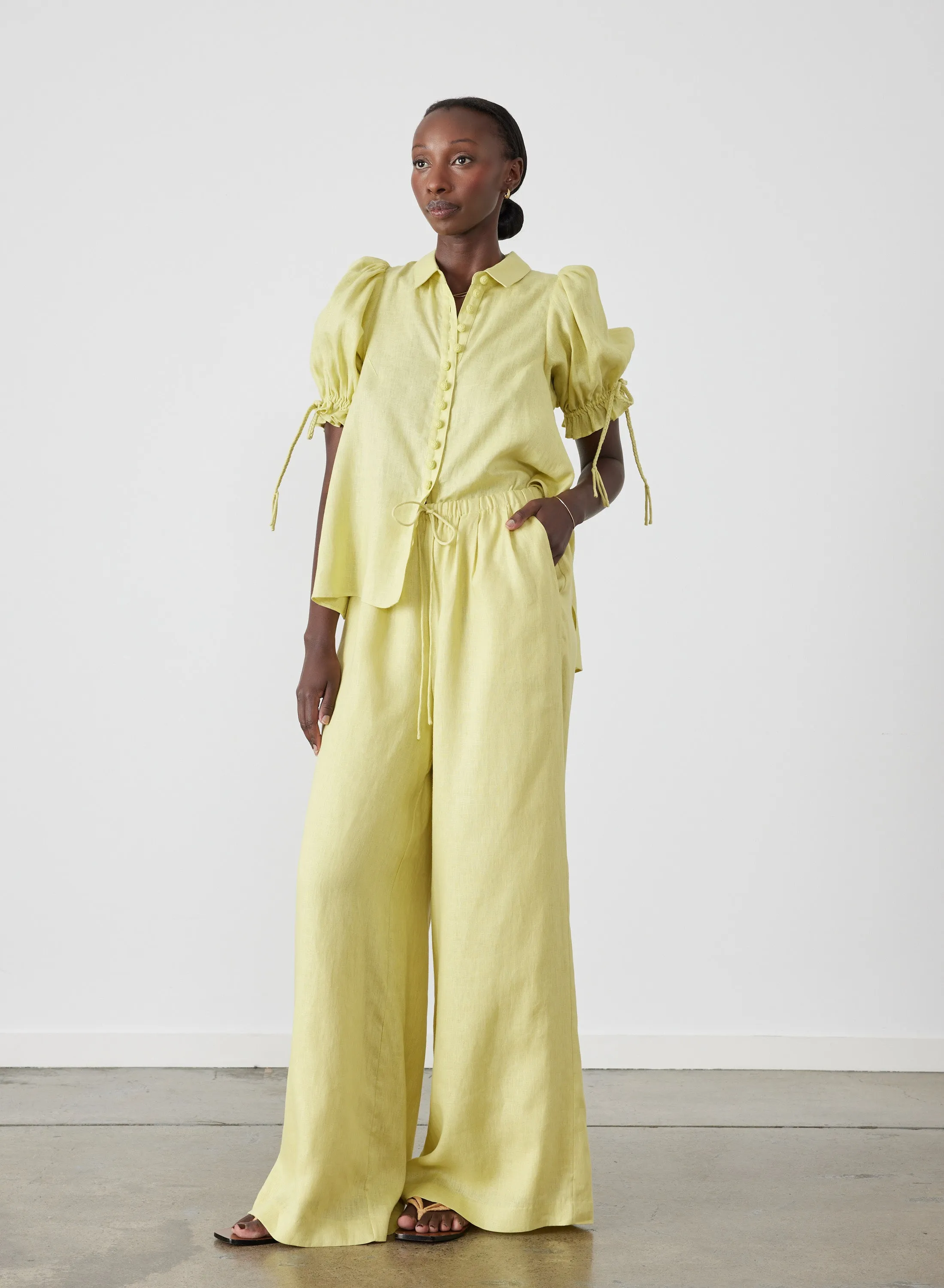 Sophia Linen Palazzo Pant | Zinnia