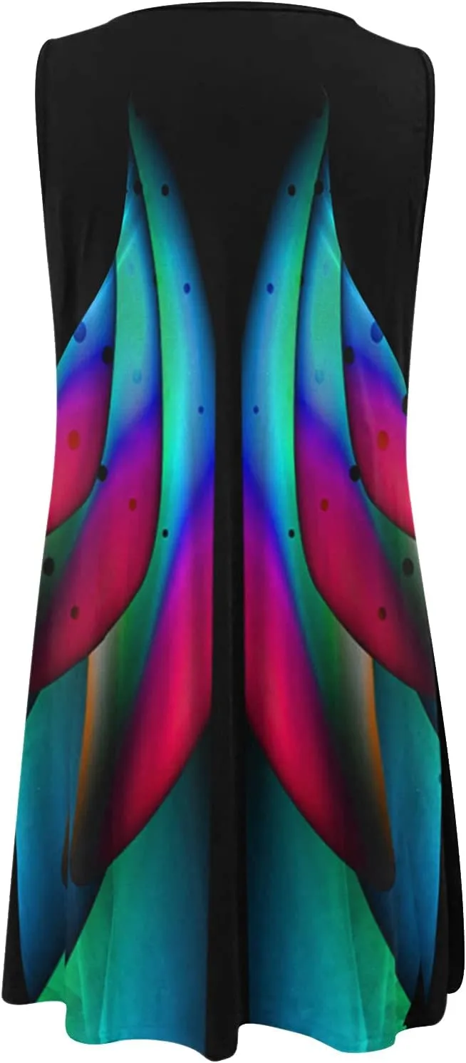 Summer Dresses for Women 2025,Women's V Neck Short Mini Dresses Floral Printed Sleeveless Tank Keyhole Casual Dress