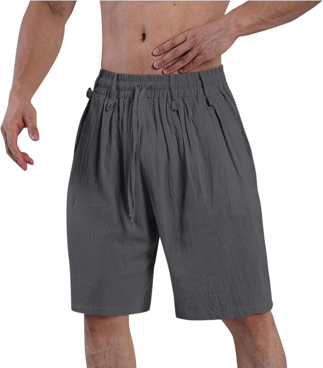 Sweatpants Shorts for Men Solid Color Pure Smooth Short Pants Lightweight Baggy Casual Lounge Cropped Pant