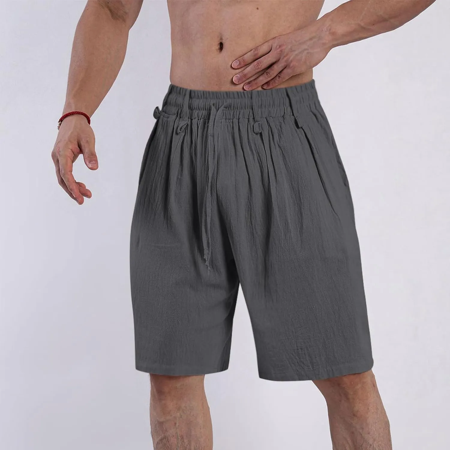 Sweatpants Shorts for Men Solid Color Pure Smooth Short Pants Lightweight Baggy Casual Lounge Cropped Pant