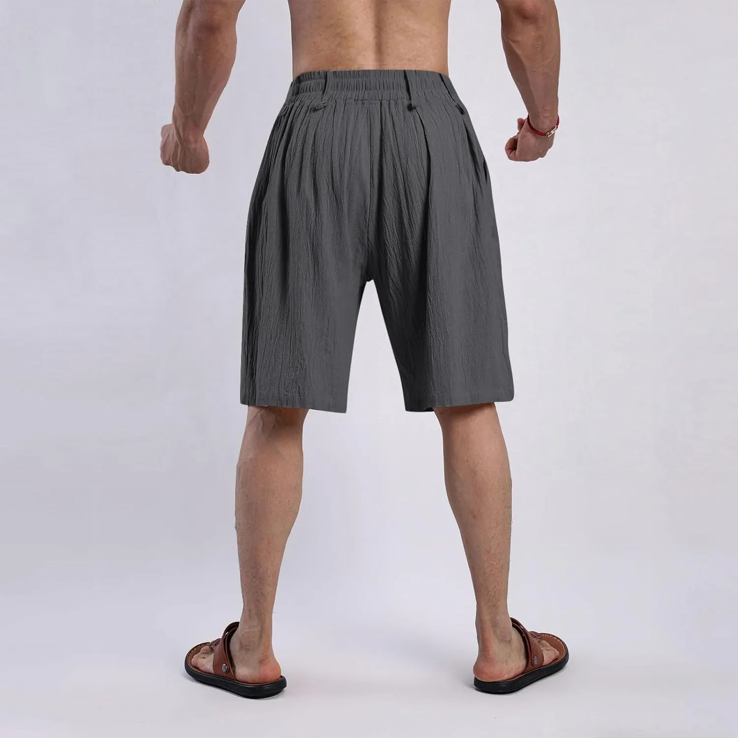 Sweatpants Shorts for Men Solid Color Pure Smooth Short Pants Lightweight Baggy Casual Lounge Cropped Pant