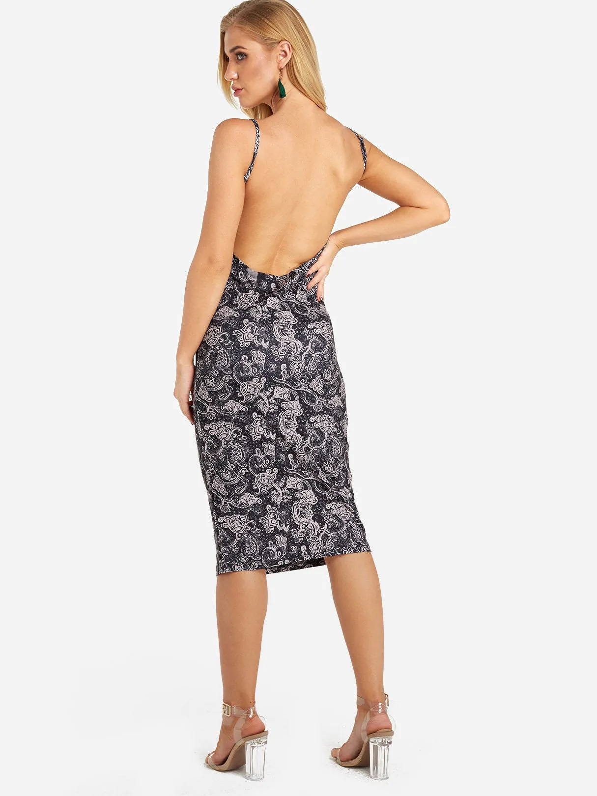 Wholesale Sleeveless Backless Spaghetti Strap Midi Dresses