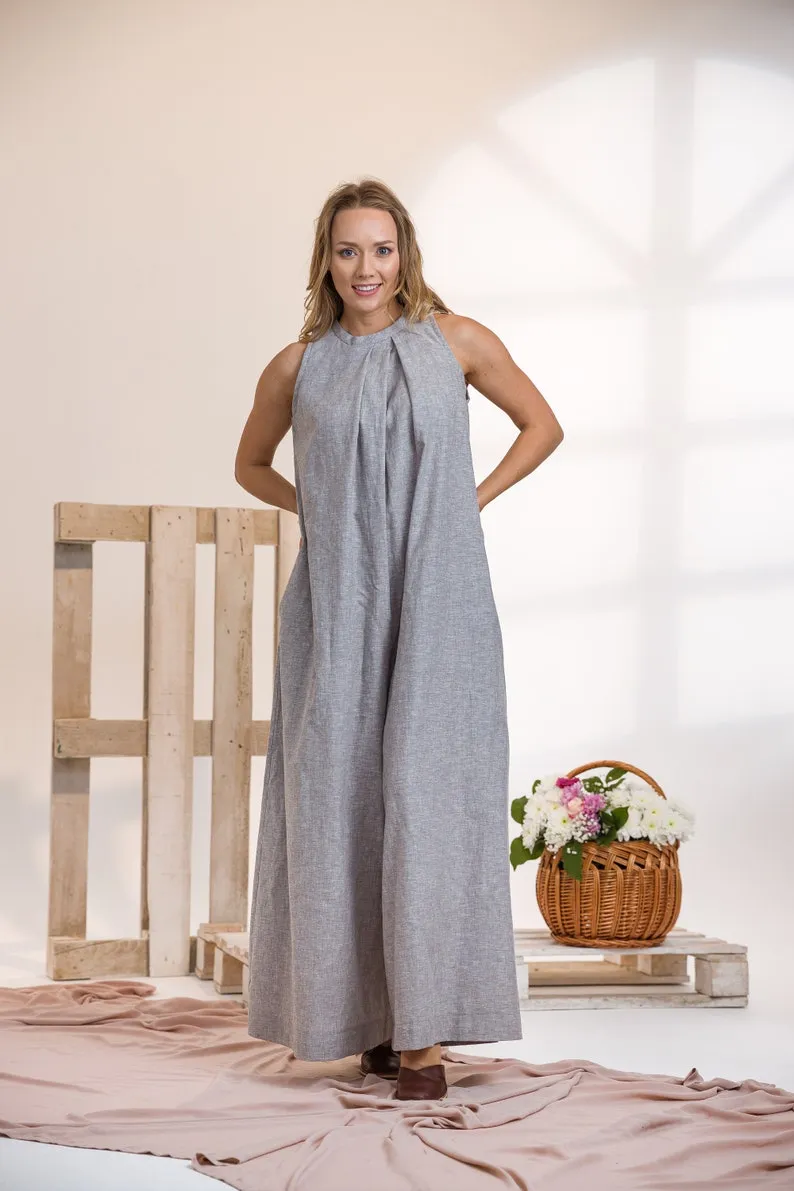 Wide Leg Linen Jumpsuit