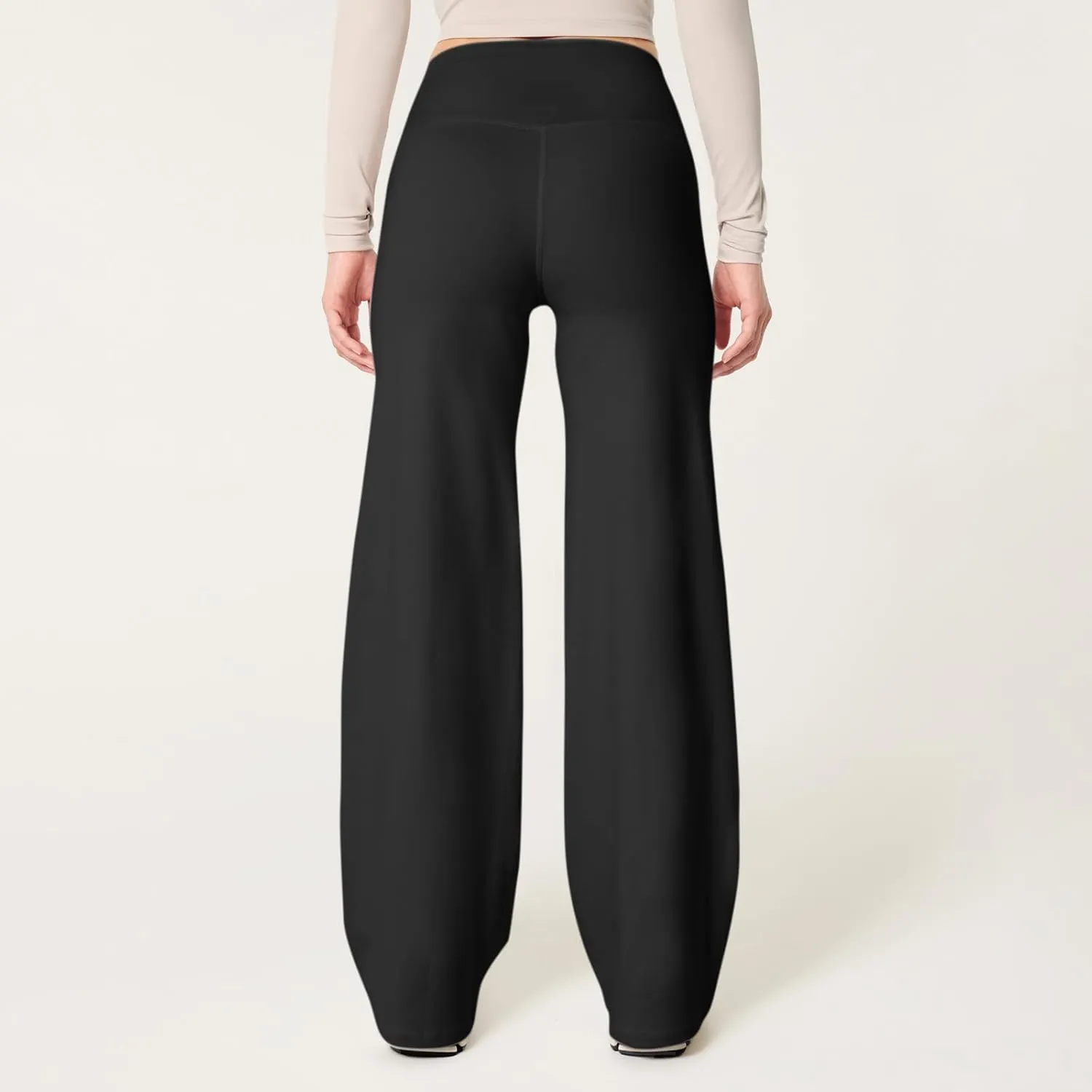 Wide Leg Yoga Pants Women Elastic High Waisted Lounge Pants Slim Fit Leggings Pull on Trousers Straight Leg Casual Pants