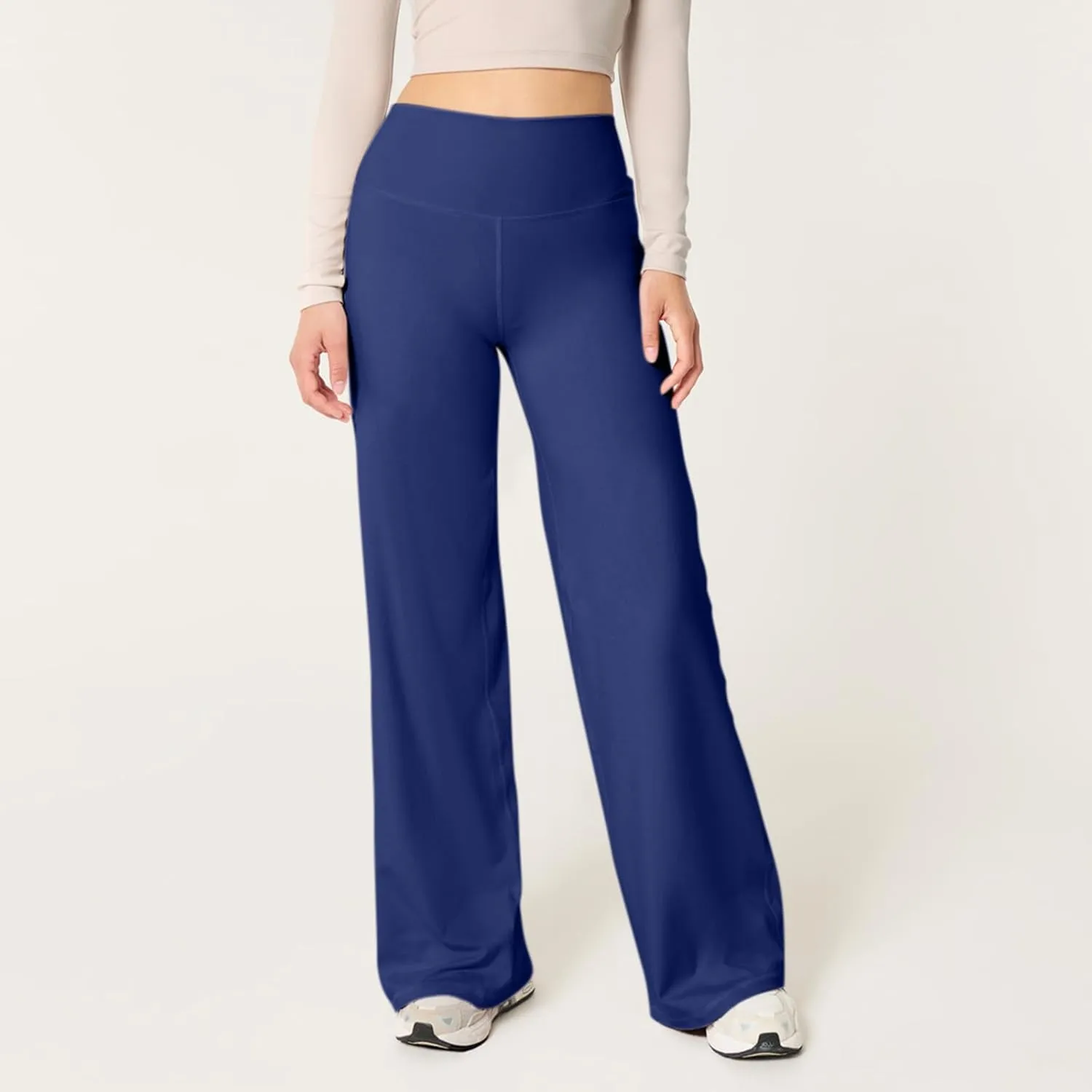 Wide Leg Yoga Pants Women Elastic High Waisted Lounge Pants Slim Fit Leggings Pull on Trousers Straight Leg Casual Pants