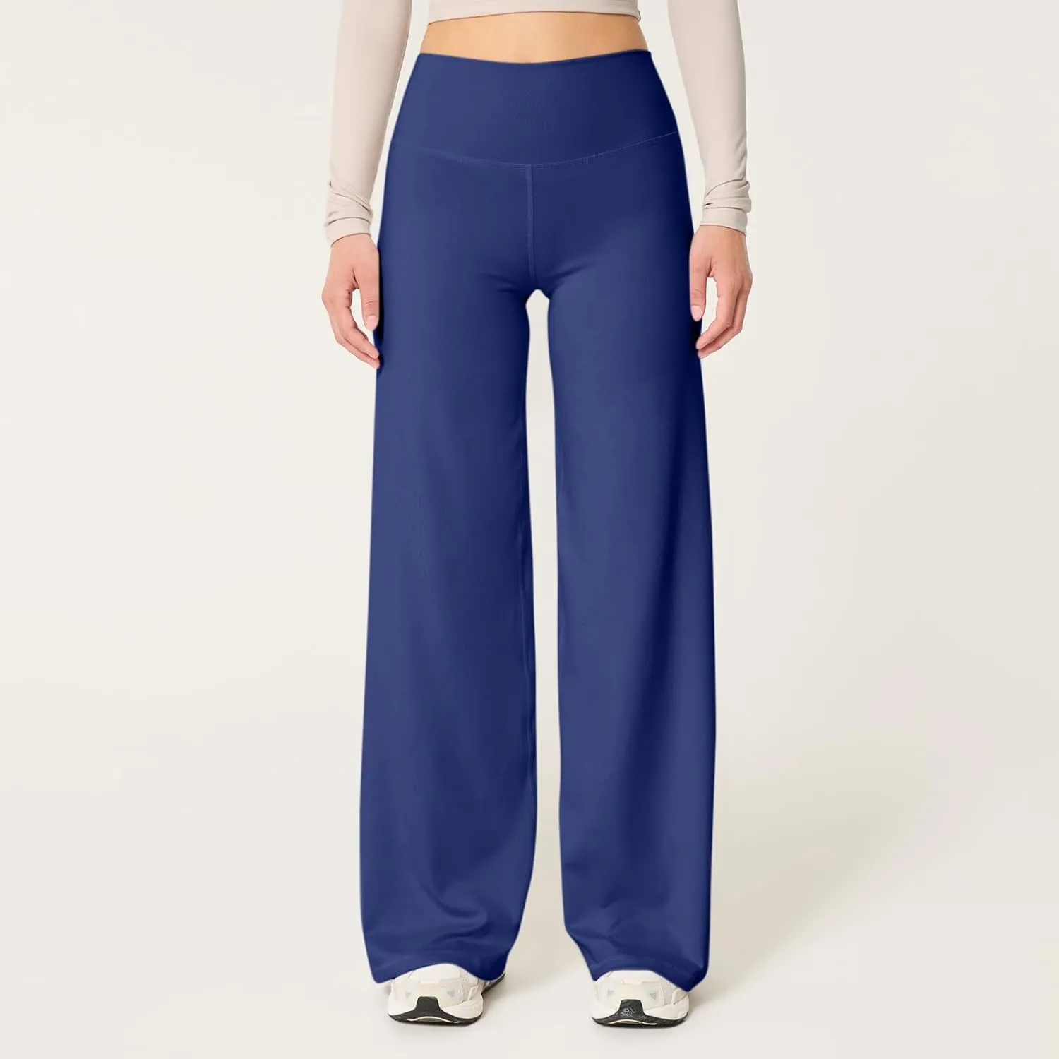 Wide Leg Yoga Pants Women Elastic High Waisted Lounge Pants Slim Fit Leggings Pull on Trousers Straight Leg Casual Pants