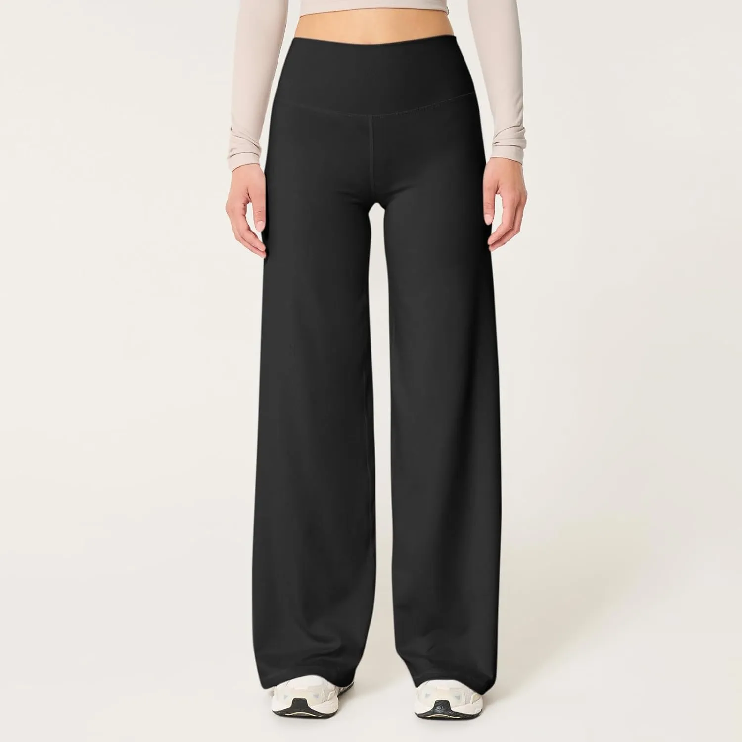 Wide Leg Yoga Pants Women Elastic High Waisted Lounge Pants Slim Fit Leggings Pull on Trousers Straight Leg Casual Pants