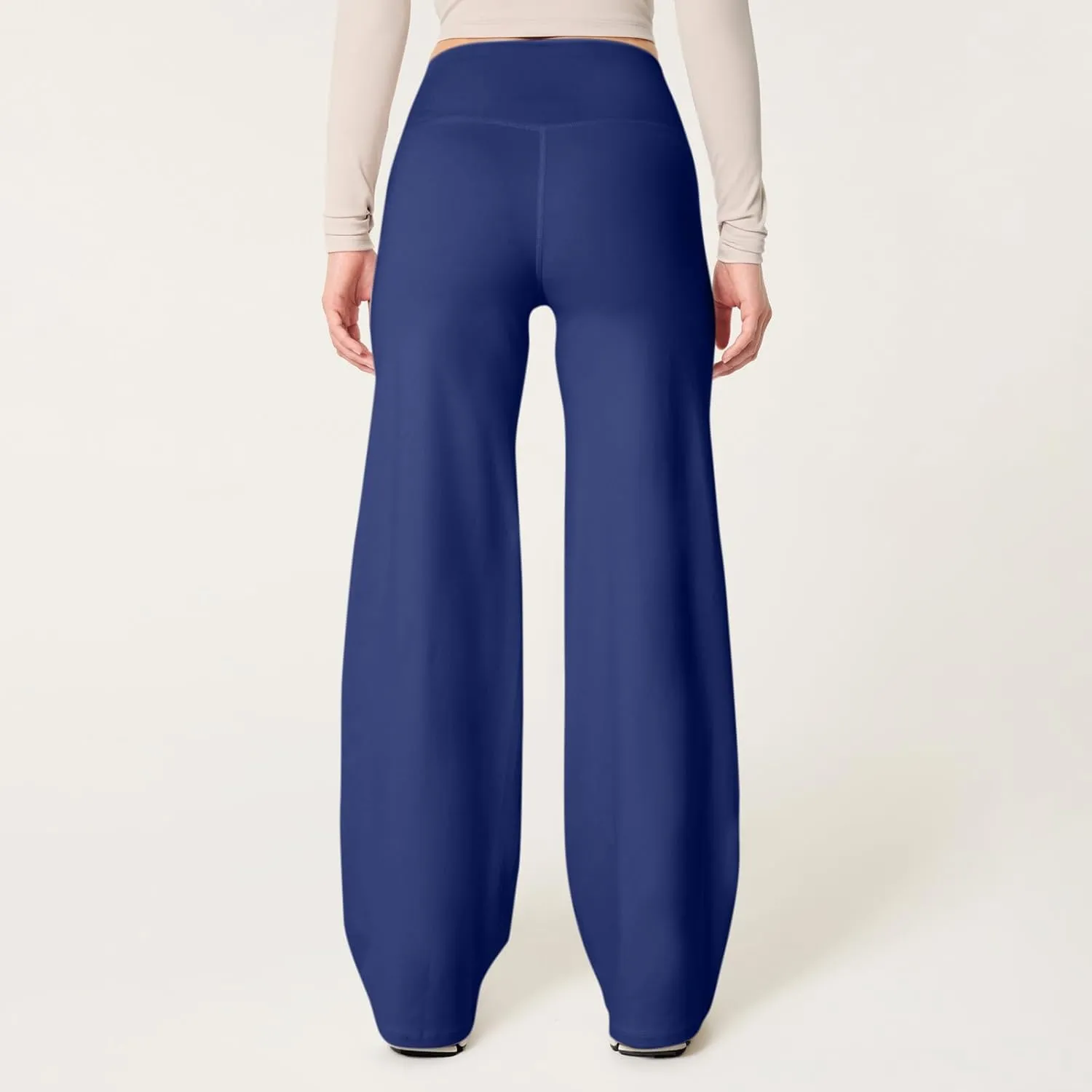 Wide Leg Yoga Pants Women Elastic High Waisted Lounge Pants Slim Fit Leggings Pull on Trousers Straight Leg Casual Pants