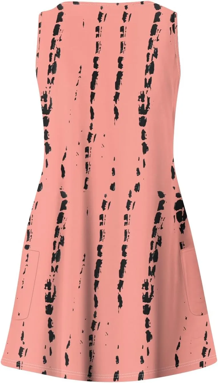 Women Summer Dresses 2025 Vacation Swimsuit Coverup Casual Sleeveless Sundress V Neck Beach Dress with Pocket
