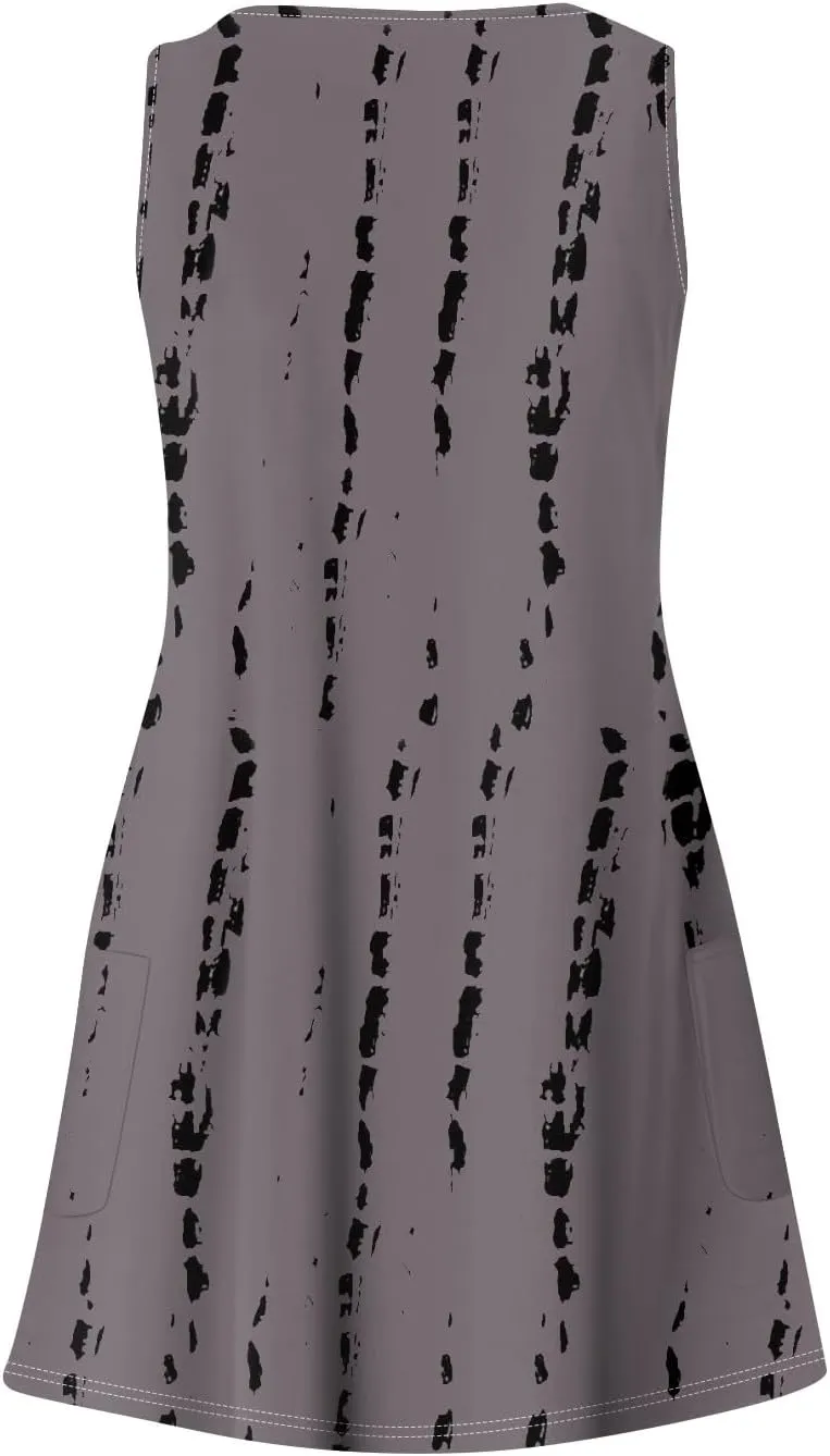 Women Summer Dresses 2025 Vacation Swimsuit Coverup Casual Sleeveless Sundress V Neck Beach Dress with Pocket
