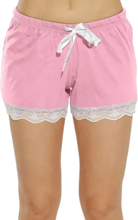 Womens Pajama Shorts Loose Fit Plaid Summer Lace Lounge Sleep Pj Bottoms Sexy Drawstring Elastic Waist Cute Shorts