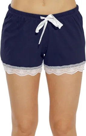Womens Pajama Shorts Loose Fit Plaid Summer Lace Lounge Sleep Pj Bottoms Sexy Drawstring Elastic Waist Cute Shorts